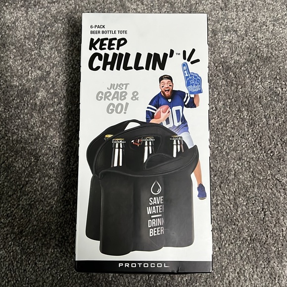 NIB - PROTOCOL - KEEP CHILLIN' 6 Pack Beer Bottle Soft  neoprene Tote - Picture 4 of 11
